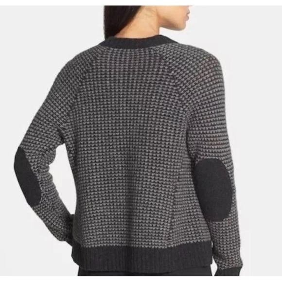 Eileen Fisher Womens Sz S Gray ITALIAN Yak Wool Cardigan Sweater Elbow Patch - Picture 8 of 10